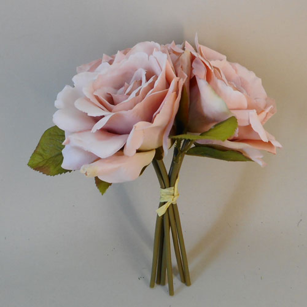 Artificial English Roses Bundle Blush Pink Peach 24cm Artificial Flowers